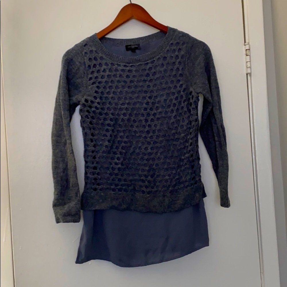 Sweater top with satin underlay in Grey